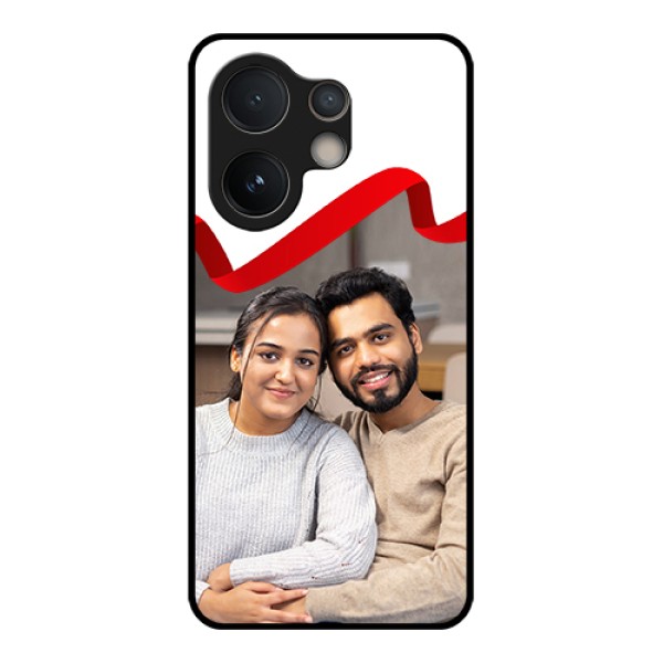 Vivo V60e 5G Custom Glass Phone Case - Red Ribbon Frame Design