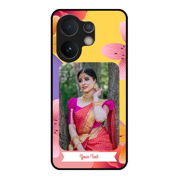 Vivo V60e 5G Custom Glass Phone Case - 3 Image With Vintage Floral Design Vivo V60e 5G Custom Glass Phone Case - 3 Image With Vintage Floral Design