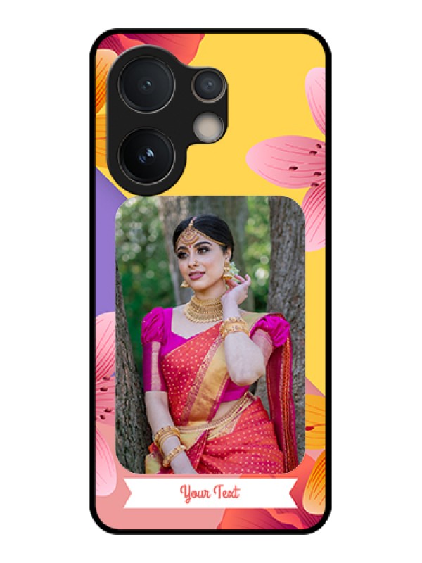 Custom Vivo V60e 5G Custom Glass Phone Case - 3 Image With Vintage Floral Design