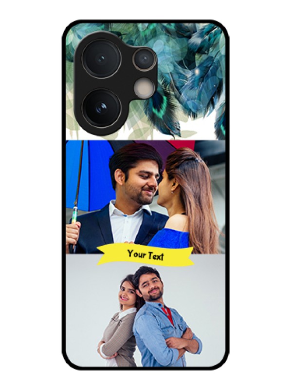 Custom Vivo V60e 5G Custom Glass Phone Case - Image With Boho Peacock Feather Design