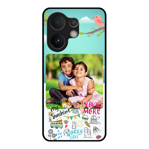 Vivo V60e 5G Custom Glass Phone Case - Doodle Love Design