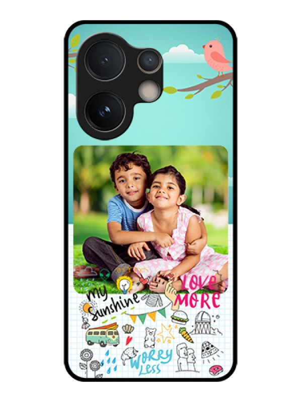 Custom Vivo V60e 5G Custom Glass Phone Case - Doodle Love Design