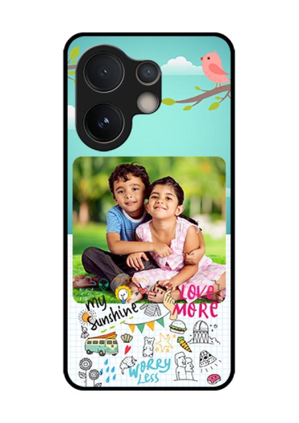 Vivo V60e 5G Custom Glass Phone Case - Doodle Love Design