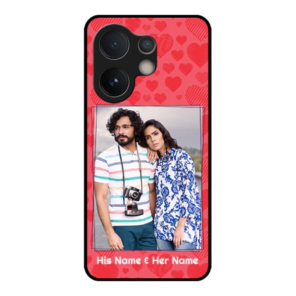 Vivo V60e 5G Custom Glass Phone Case - With Red Heart Symbols Design Vivo V60e 5G Custom Glass Phone Case - With Red Heart Symbols Design