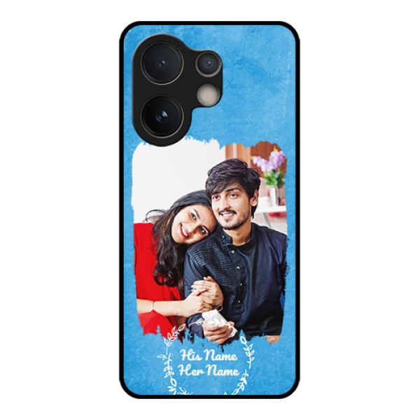 Vivo V60e 5G Custom Glass Phone Case - Blue Color Vintage Design