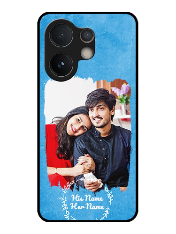 Custom Vivo V60e 5G Custom Glass Phone Case - Blue Color Vintage Design