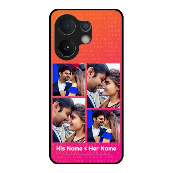 Vivo V60e 5G Custom Glass Phone Case - I Love You Pink Design