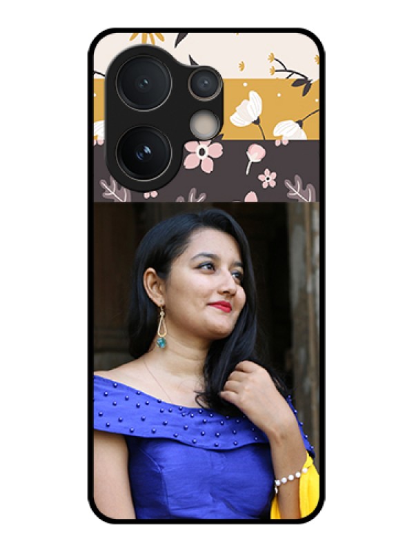 Custom Vivo V60e 5G Custom Glass Phone Case - Stylish Floral Design