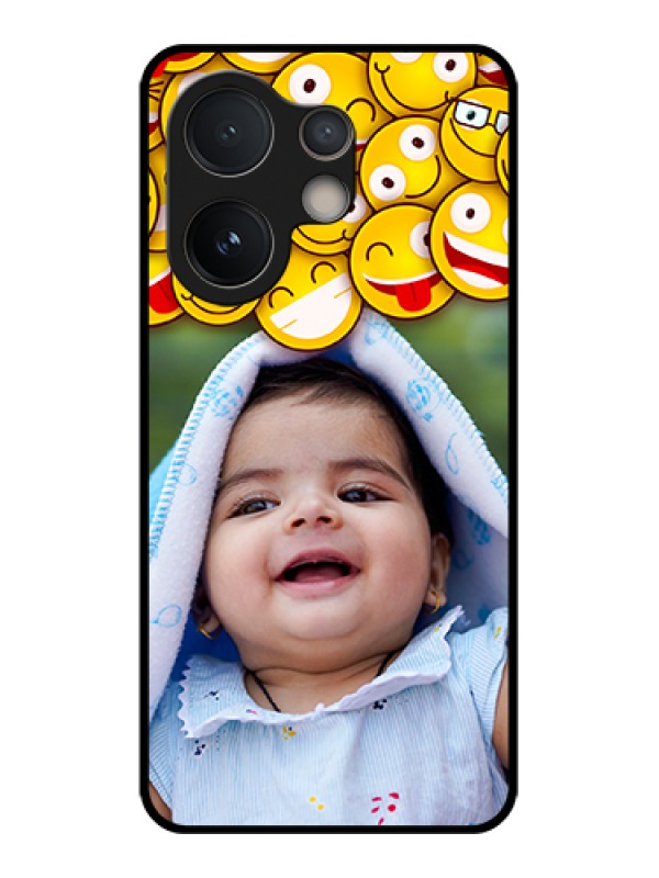 Custom Vivo V60e 5G Custom Glass Phone Case - With Smiley Emoji Design