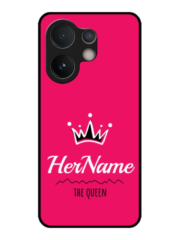 Custom Vivo V60e 5G Custom Glass Phone Case - Queen With Name Design