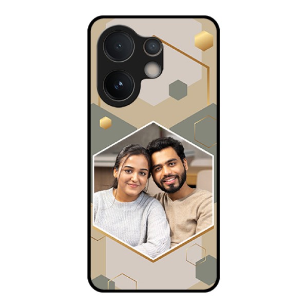 Vivo V60e 5G Custom Glass Phone Case - Stylish Hexagon Pattern Design Vivo V60e 5G Custom Glass Phone Case - Stylish Hexagon Pattern Design