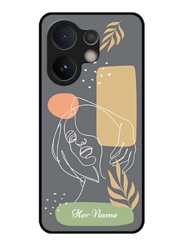 Custom Vivo V60e 5G Custom Glass Phone Case - Gazing Woman Line Art Design