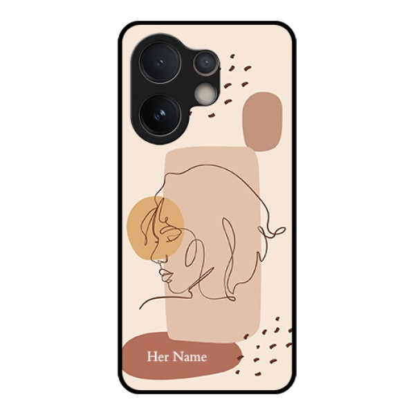 Vivo V60e 5G Custom Glass Phone Case - Calm Woman Line Art Design