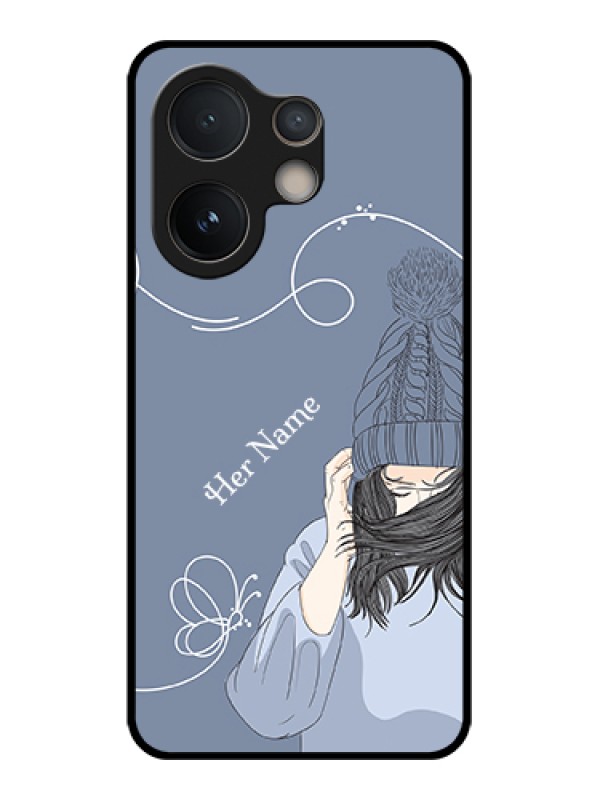 Custom Vivo V60e 5G Custom Glass Phone Case - Girl In Winter Outfit Design