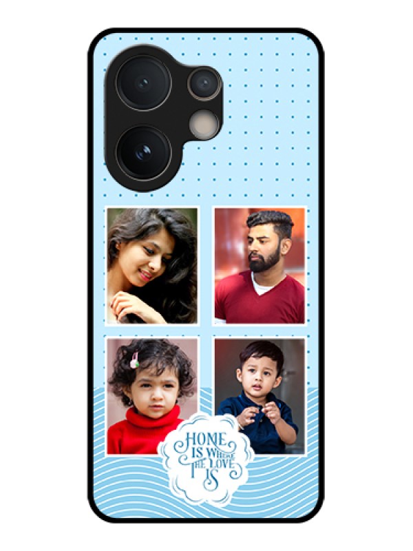 Custom Vivo V60e 5G Custom Glass Phone Case - Cute Love Quote With 4 Pic Upload Design