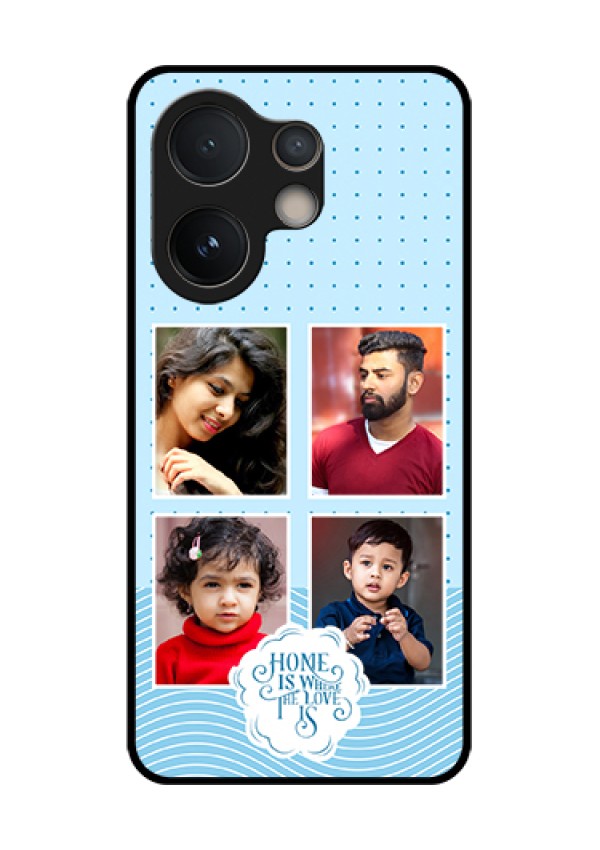 Vivo V60e 5G Custom Glass Phone Case - Cute Love Quote With 4 Pic Upload Design