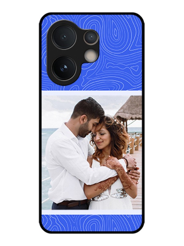 Custom Vivo V60e 5G Custom Glass Phone Case - Curved Line Art With Blue And White Design