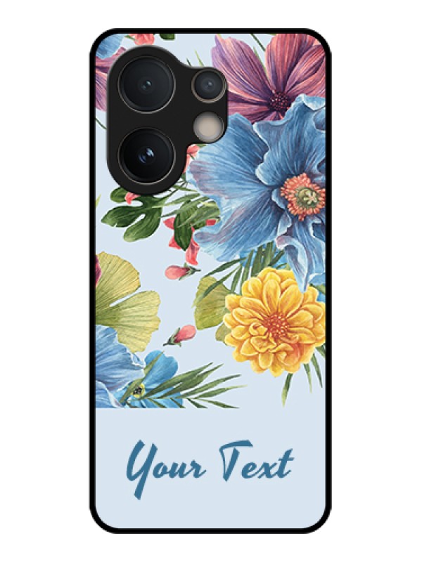 Custom Vivo V60e 5G Custom Glass Phone Case - Stunning Watercolored Flowers Painting Design