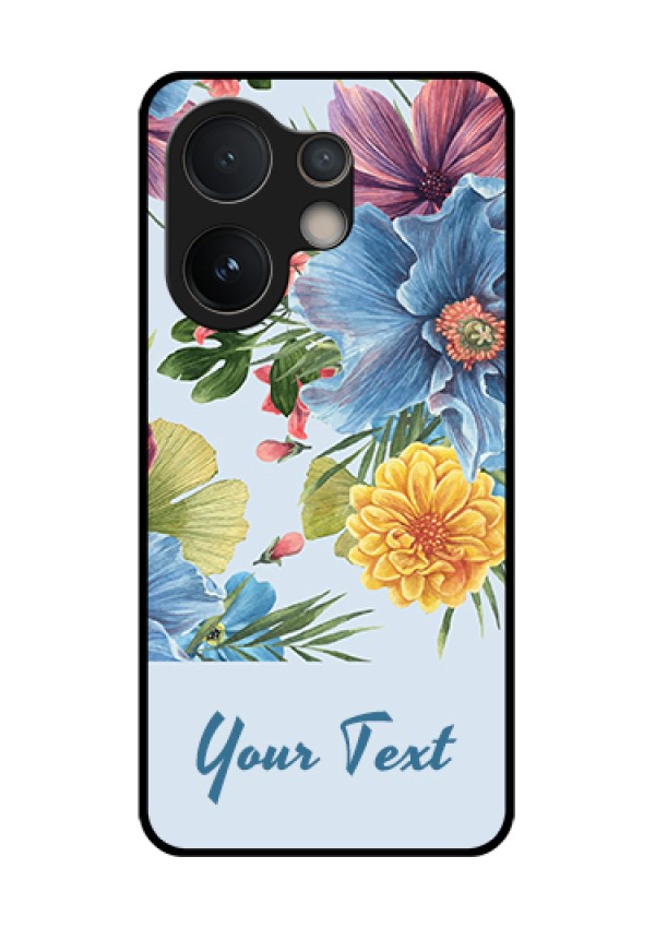 Vivo V60e 5G Custom Glass Phone Case - Stunning Watercolored Flowers Painting Design