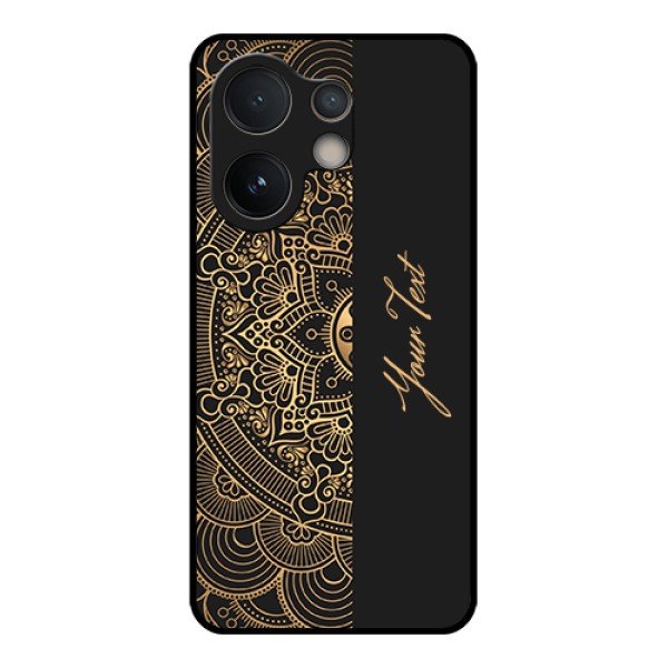 Vivo V60e 5G Custom Glass Phone Case - Mandala Art With Custom Text Design