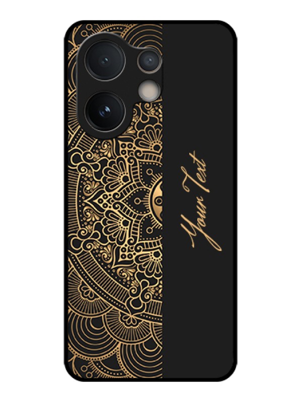 Custom Vivo V60e 5G Custom Glass Phone Case - Mandala Art With Custom Text Design