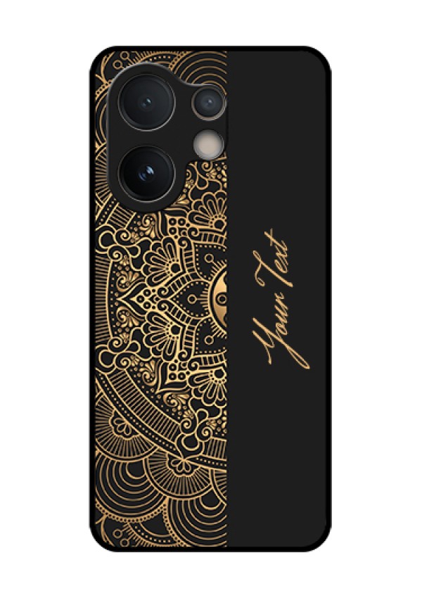 Vivo V60e 5G Custom Glass Phone Case - Mandala Art With Custom Text Design
