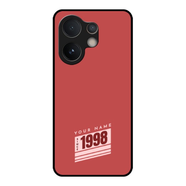 Vivo V60e 5G Custom Glass Phone Case - Red Custom Year Of Birth Design Vivo V60e 5G Custom Glass Phone Case - Red Custom Year Of Birth Design