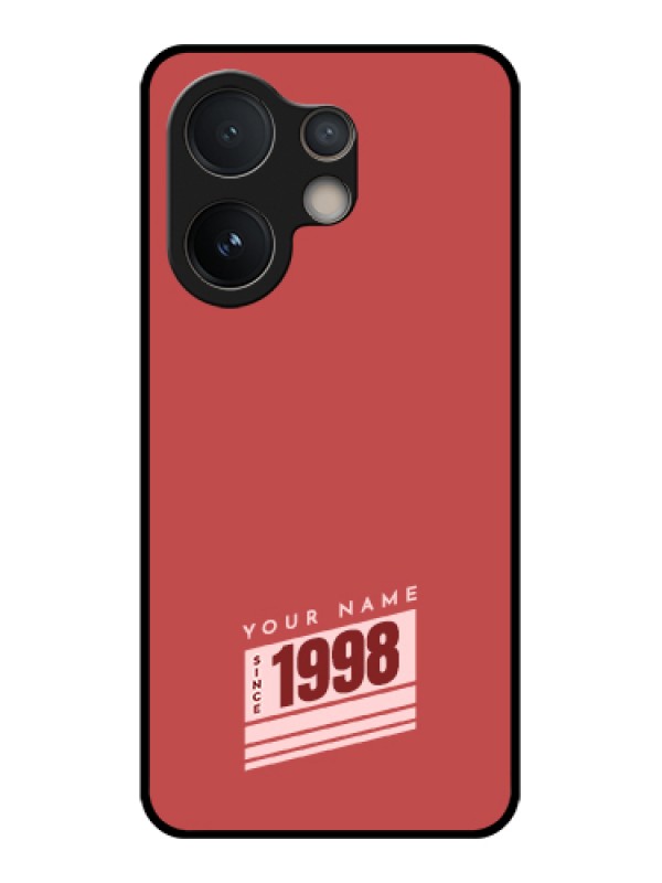 Custom Vivo V60e 5G Custom Glass Phone Case - Red Custom Year Of Birth Design