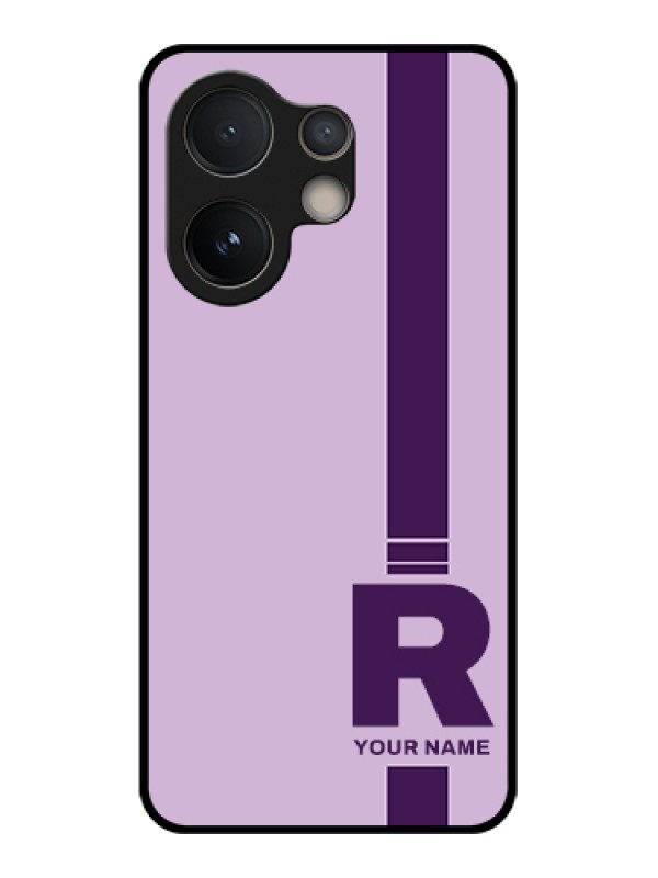 Custom Vivo V60e 5G Custom Glass Phone Case - Simple Dual Tone Stripe With Name Design