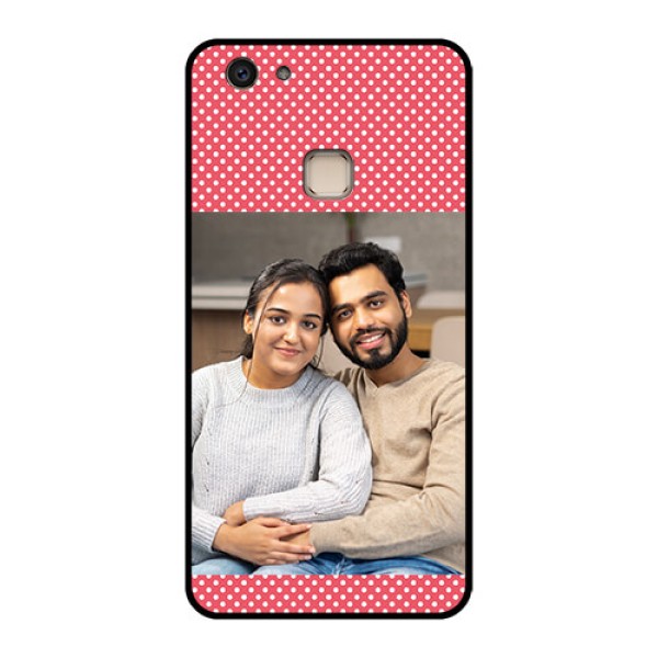Vivo V7 Plus Custom Glass Phone Case - White Dotted Design