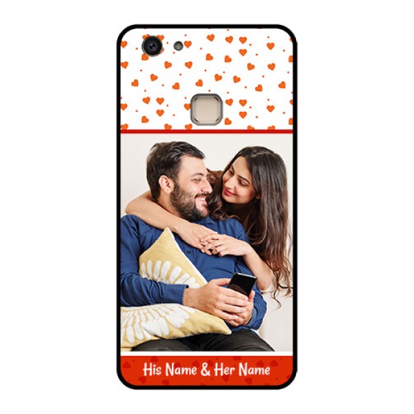 Vivo V7 Plus Custom Glass Phone Case - Orange Love Symbol Design