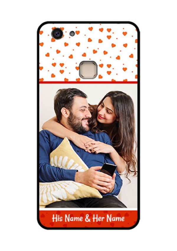 Vivo V7 Plus Custom Glass Phone Case - Orange Love Symbol Design