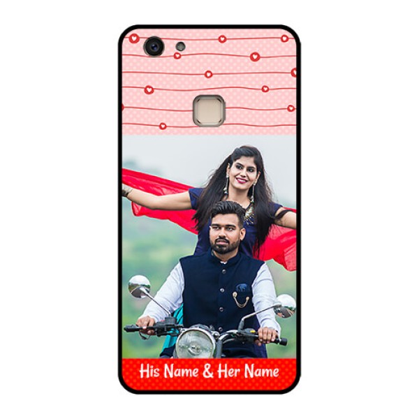 Vivo V7 Plus Custom Glass Phone Case - Red Pattern Case Design