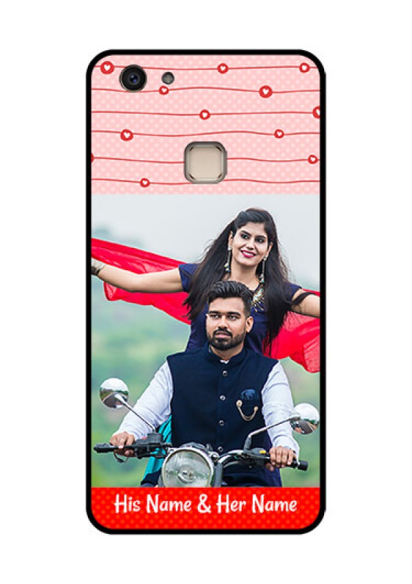 Vivo V7 Plus Custom Glass Phone Case - Red Pattern Case Design
