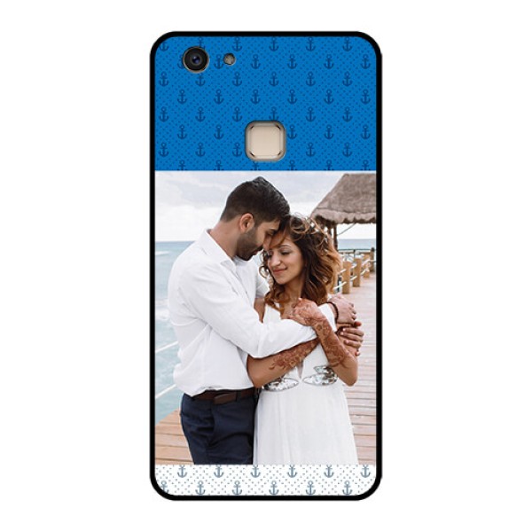 Vivo V7 Plus Custom Glass Phone Case - Blue Anchors Design
