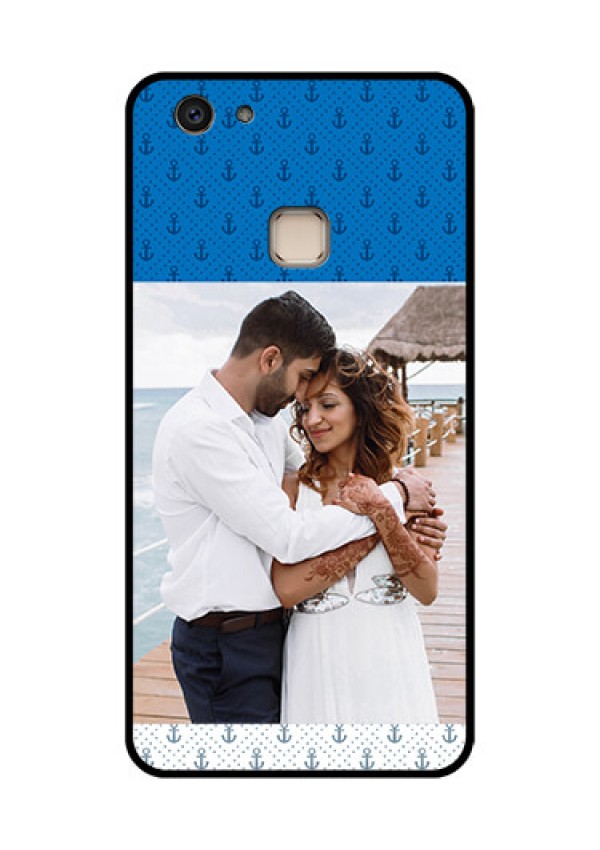 Vivo V7 Plus Custom Glass Phone Case - Blue Anchors Design