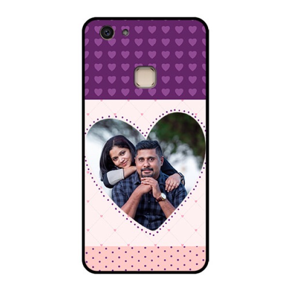 Vivo V7 Plus Custom Glass Phone Case - Violet Love Dots Design