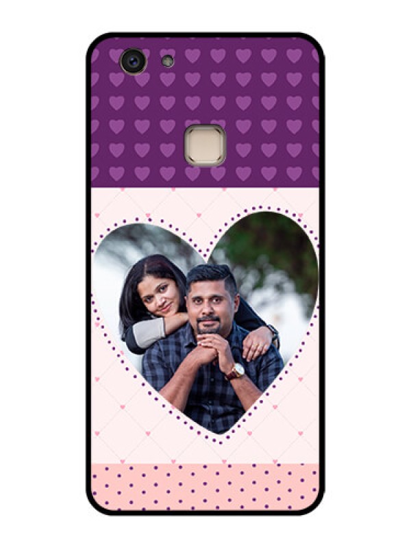 Custom Vivo V7 Plus Custom Glass Phone Case - Violet Love Dots Design