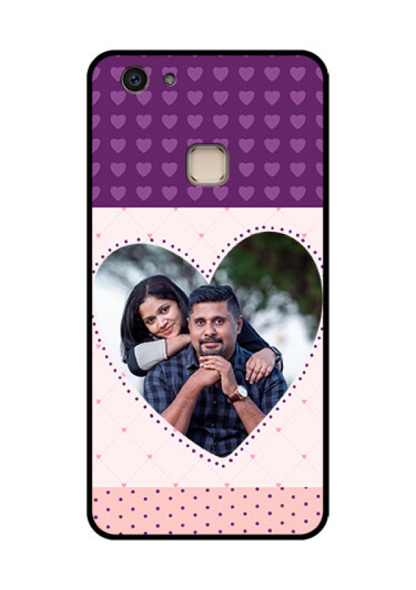 Vivo V7 Plus Custom Glass Phone Case - Violet Love Dots Design