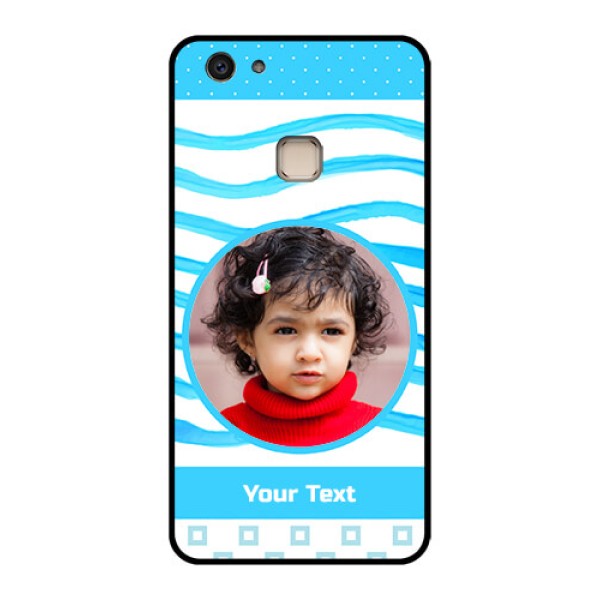 Vivo V7 Plus Custom Glass Phone Case - Simple Blue Case Design