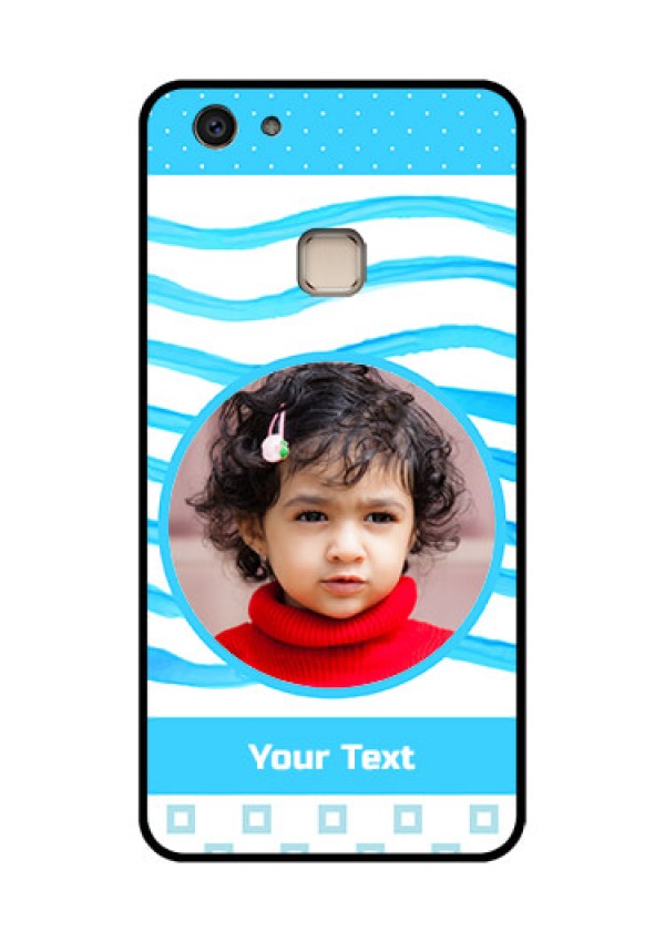 Vivo V7 Plus Custom Glass Phone Case - Simple Blue Case Design