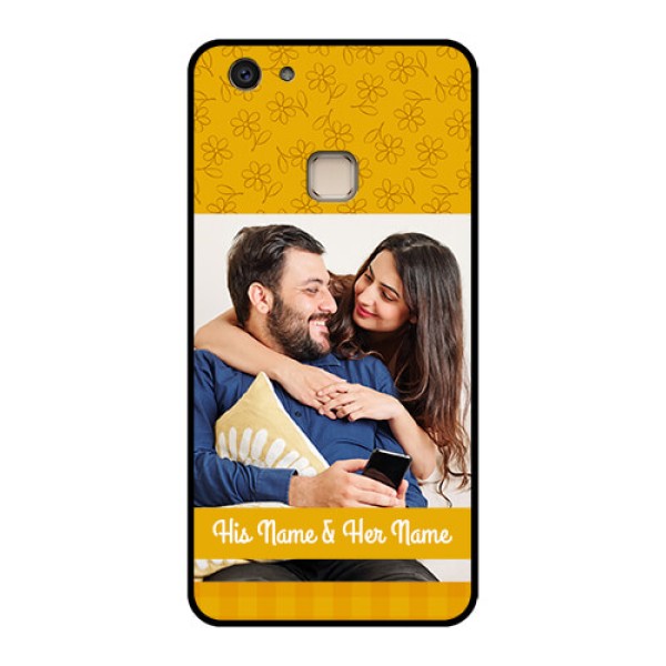 Vivo V7 Plus Custom Glass Phone Case - Yellow Floral Design