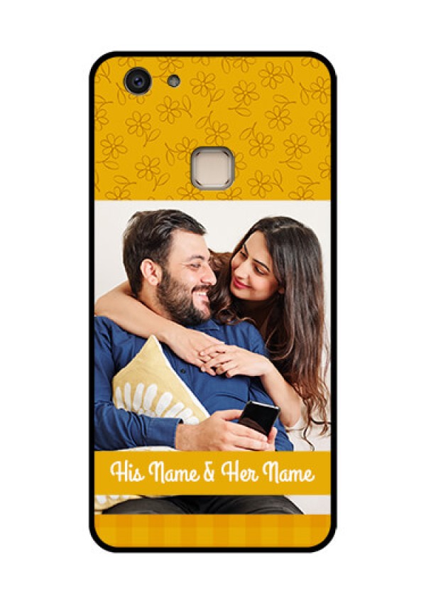 Vivo V7 Plus Custom Glass Phone Case - Yellow Floral Design