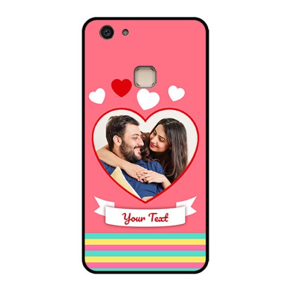 Vivo V7 Plus Custom Glass Phone Case - Love Shapes Doodle Design