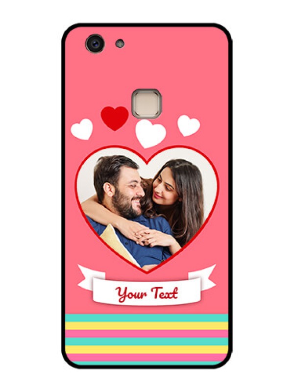 Custom Vivo V7 Plus Custom Glass Phone Case - Love Shapes Doodle Design