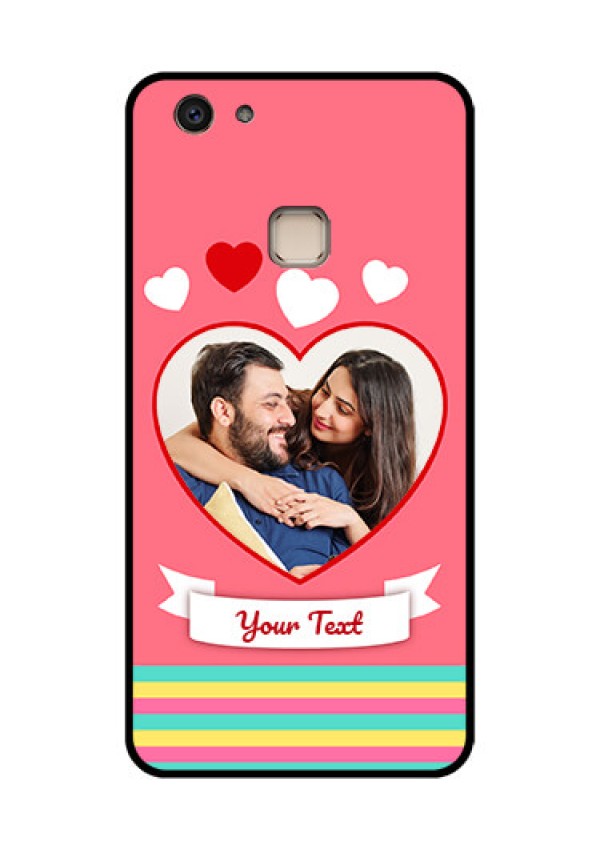 Vivo V7 Plus Custom Glass Phone Case - Love Shapes Doodle Design