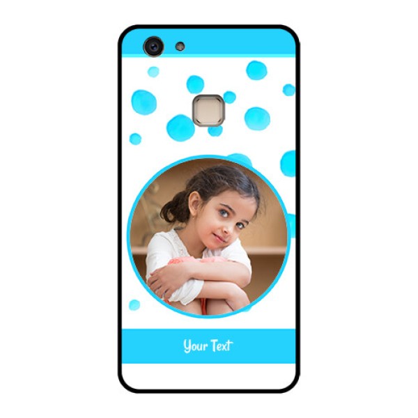 Vivo V7 Plus Custom Glass Phone Case - Blue Bubbles Pattern Design
