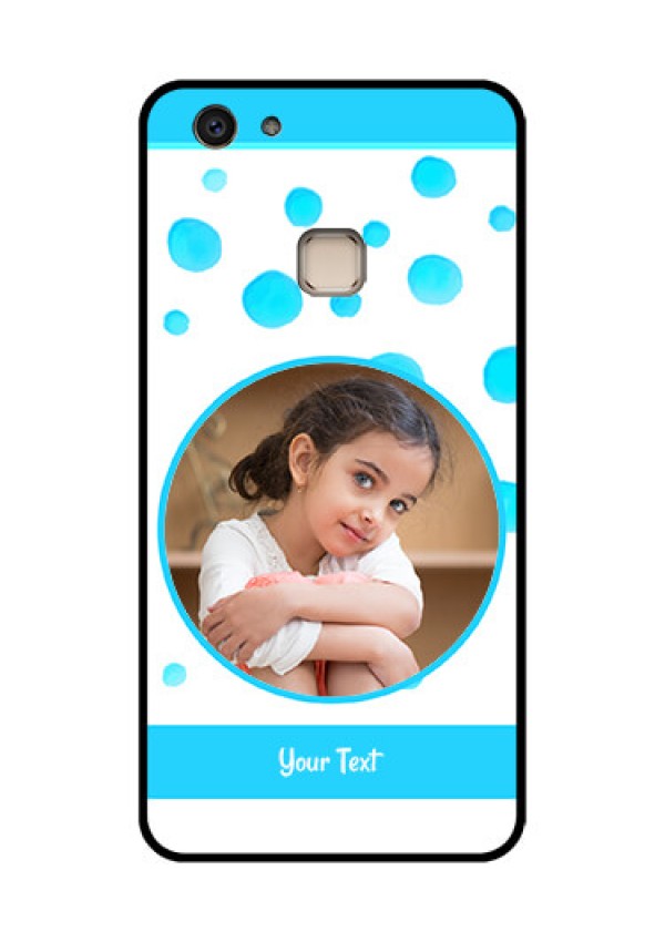 Vivo V7 Plus Custom Glass Phone Case - Blue Bubbles Pattern Design