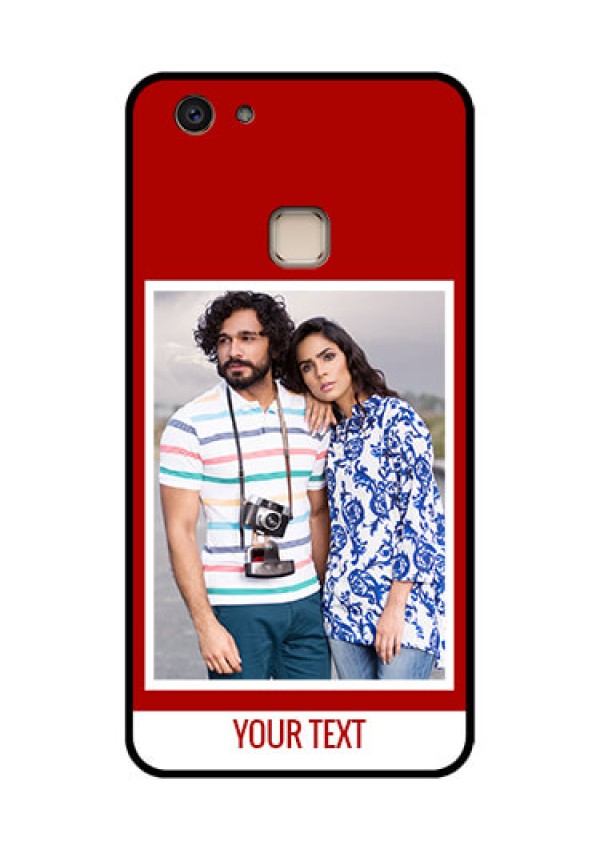 Vivo V7 Plus Custom Glass Phone Case - Red Color Design
