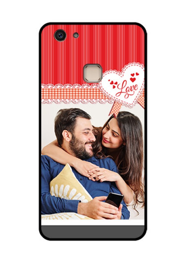 Vivo V7 Plus Custom Glass Phone Case - Red Love Pattern Design